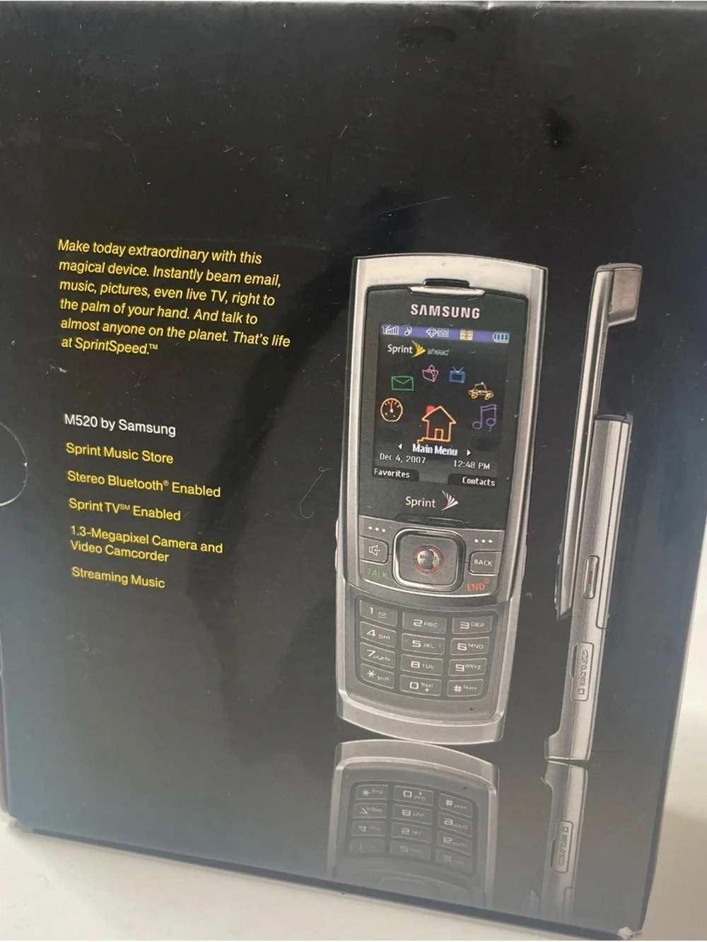 Vintage Samsung SPH-M520 Silver (Sprint)  Slider Phone - In Box w/M - Untested